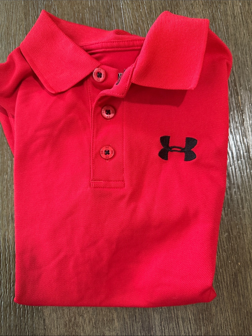 Under Armour Boys Bright Red Polo with Black Logo